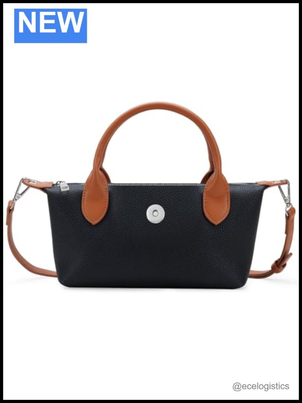 Mini Top Handle Shoulder Bag Vegan Leather Removable Strap 3 Ways Zip Pocket